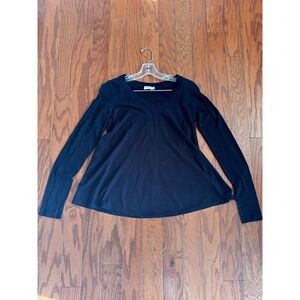 Vince Women's Sz XS Black Sheer‎ Lightweight A-Line Long Sleeve Basics T-shirt